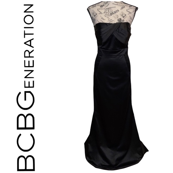 BCBGeneration Dresses & Skirts - BCBGeneration Satin Black Dress Prom Black Tie Size 2